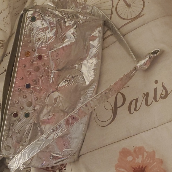 Shiny silver metallic gemstone bag - Picture 5 of 5